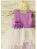 Purple Cotton Polka Dots Tulle Tiered Flower Girl Dress